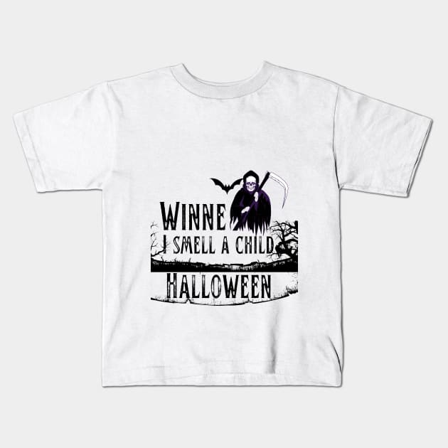 Winnie I smell a child vintage Halloween costume Kids T-Shirt by Designmagenta